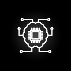 Poster - chip neon icon. Elements of intelligence set. Simple icon for websites, web design, mobile app, info graphics