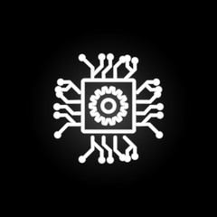 Poster - chip neon icon. Elements of intelligence set. Simple icon for websites, web design, mobile app, info graphics
