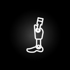 Poster - leg prosthesis neon icon. Elements of intelligence set. Simple icon for websites, web design, mobile app, info graphics
