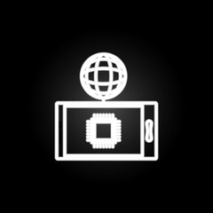 Aufkleber - chip in phone neon icon. Elements of intelligence set. Simple icon for websites, web design, mobile app, info graphics