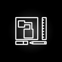Poster - drawing neon icon. Elements of intelligence set. Simple icon for websites, web design, mobile app, info graphics