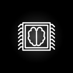 Poster - brain in chip neon icon. Elements of intelligence set. Simple icon for websites, web design, mobile app, info graphics