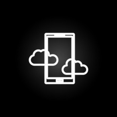 Poster - cloud in phone neon icon. Elements of intelligence set. Simple icon for websites, web design, mobile app, info graphics
