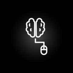 Poster - brain and mouse neon icon. Elements of intelligence set. Simple icon for websites, web design, mobile app, info graphics