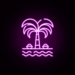 Poster - Indian palm tree neon icon. Elements of india set. Simple icon for websites, web design, mobile app, info graphics