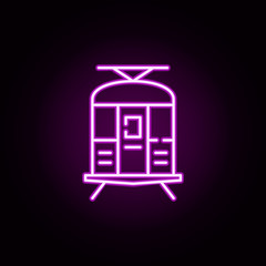 Poster - Indian train neon icon. Elements of india set. Simple icon for websites, web design, mobile app, info graphics