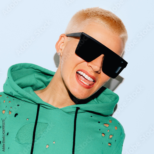 Tomboy Pretty Girl With Trendy Short Haircut And Stylish Look