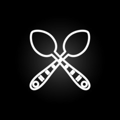 Poster - Crossed spoons, cutlery neon icon. Elements of kitchen utencils set. Simple icon for websites, web design, mobile app, info graphics