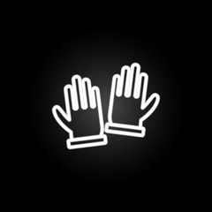 Poster - Dishwashing gloves, rubber gloves neon icon. Elements of kitchen utencils set. Simple icon for websites, web design, mobile app, info graphics