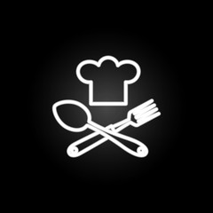 Poster - Cookery, cuisine, food menu neon icon. Elements of kitchen utencils set. Simple icon for websites, web design, mobile app, info graphics