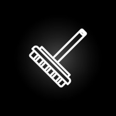 Poster - Brush, cleaning tool, floor cleaning, mop neon icon. Elements of kitchen utencils set. Simple icon for websites, web design, mobile app, info graphics