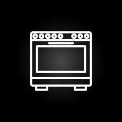 Poster - Burner oven, cooking range, gas range & stove neon icon. Elements of kitchen utencils set. Simple icon for websites, web design, mobile app, info graphics