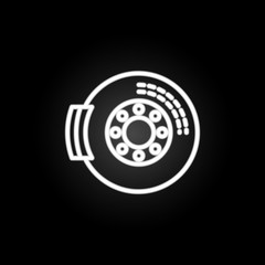 Poster - brakes neon icon. Elements of motor sports set. Simple icon for websites, web design, mobile app, info graphics