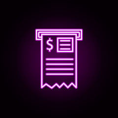 Poster - check neon icon. Elements of online shopping set. Simple icon for websites, web design, mobile app, info graphics