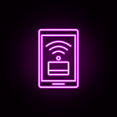 Poster - noncontact neon icon. Elements of online shopping set. Simple icon for websites, web design, mobile app, info graphics
