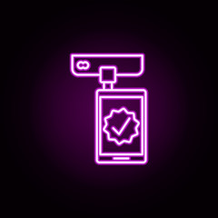 Poster - mobile payment neon icon. Elements of online shopping set. Simple icon for websites, web design, mobile app, info graphics