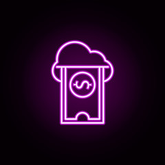 Poster - cloud storage payment neon icon. Elements of online shopping set. Simple icon for websites, web design, mobile app, info graphics
