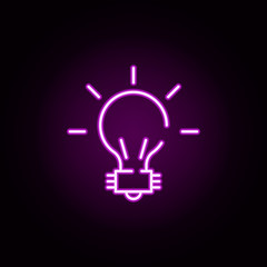Poster - bulb neon icon. Elements of physics set. Simple icon for websites, web design, mobile app, info graphics
