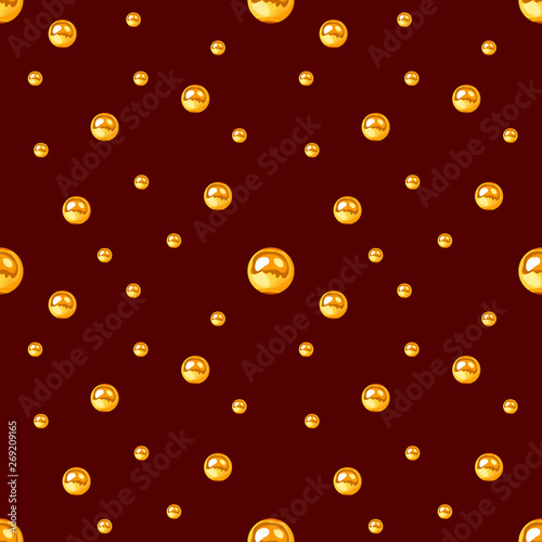 Golden pearl and chain glamour seamless pattern illustration.  fashion design...