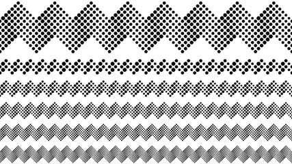 Poster - Geometric repeating dotted pattern page separator set - abstract vector graphic design elements from dots