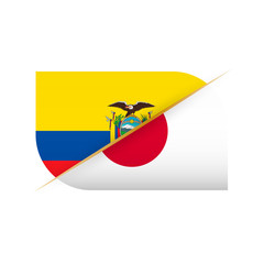 Ecuador versus Japan, two vector flags icon for sport competition