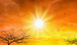 Leinwandbild Motiv Heat wave of extreme sun and sky background. Hot weather with global warming concept. Temperature of Summer season.