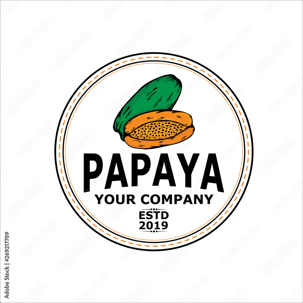 logo papaya company vintage design Stock Vector | Adobe Stock, image size:1000x1000