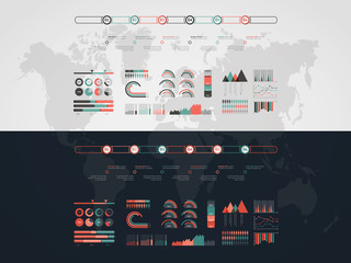 Aufkleber - Timeline vector infographic. World map