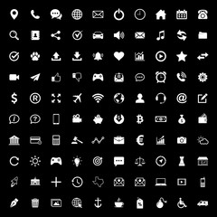 Poster - 100 icons for web, web icons set vector. social media icons vector