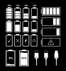 Aufkleber - Flat battery icons for interface design of various types of devices.