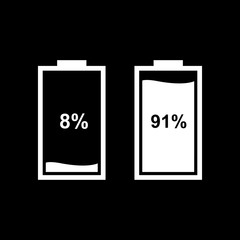 Aufkleber - Vector flat battery icons. Icons of charge level indicators for phone, tablet and for other devices.