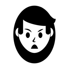 Wall Mural - Woman face cartoon character isolated in black and white