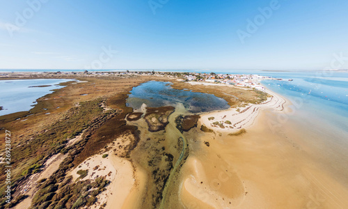 Cuadros en Lienzo Aerial view of Ria Formosa. Armona Island, Algarve, Portugal