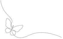 Butterfly Isolated One Line Drawing Vector Illustration