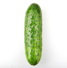 Wall Mural - Fresh Cucumber Against White Background