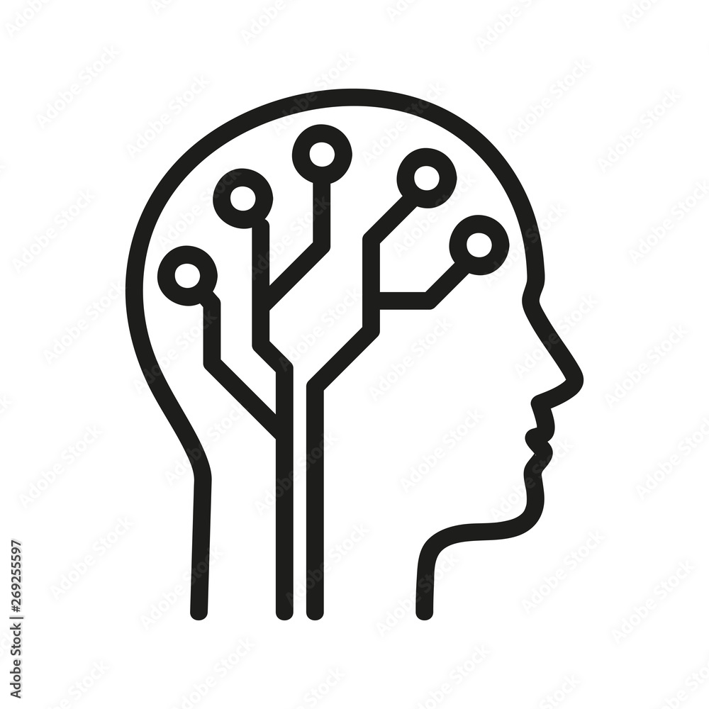 Ludzki mózg sztuczna inteligencja. Logo wektor - obrazy, fototapety, plakaty 