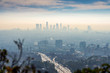 © Allen.G - LOS ANGELES, CALIFORNIA - FEB 13: Sunrise towards a smog ridden Los Angeles downtown.  LA is well known for its Hollywood film district.
