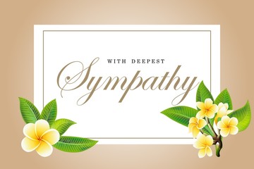 Wall Mural - Condolences sympathy card floral frangipani or plumeria bouquet and lettering