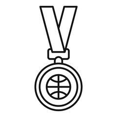 Sticker - Basketball gold medal icon. Outline basketball gold medal vector icon for web design isolated on white background