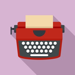 Poster - red retro typewriter icon. flat illustration of red retro typewriter vector icon for web design