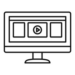 Poster - monitor play video icon. outline monitor play video vector icon for web design isolated on white bac