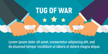 Tug Of War Concept Banner. Flat Illustration Of Tug Of War Vector Concept Banner For Web Design