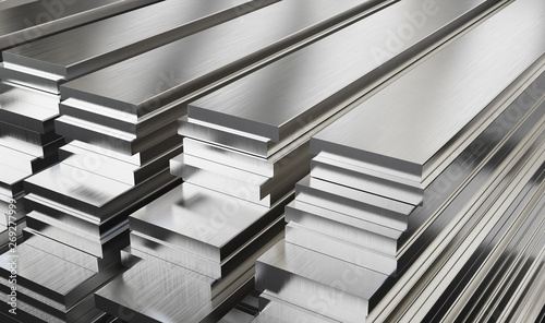 Fotomural Warehouse of steel plates. Rolled metal products.