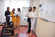 © AS Photo Family - Multiracial women colleagues, crew of divercity female partners in office standing near flipchart.
