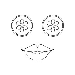 Wall Mural - cucumbers in the eyes and lips icon. Element of Spa for mobile concept and web apps icon. Outline, thin line icon for website design and development, app development