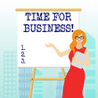 © A - Writing note showing Time For Business. Business concept for fulfil transactions within period promised to client