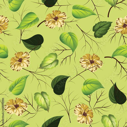 beautiful tropical flower leave with branches pattern