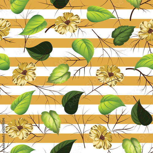 beautiful tropical flower leave with branches pattern