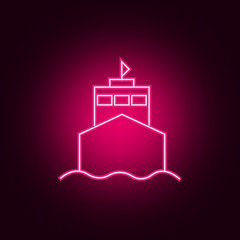 Poster - Ship neon icon. Elements of Transport set. Simple icon for websites, web design, mobile app, info graphics