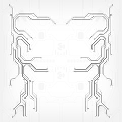 Poster - Circuit board grayscale tone futuristic digital technology communication system background template vector design. HUD element technology control panel texture illustration.